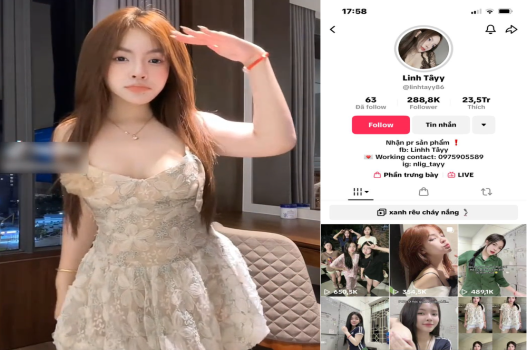 Lộ clip nóng em tiktoker Linh Tây